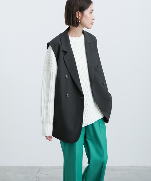 select MOCA(セレクトモカ)の「2021 AW テーラードダブルボタンジャケットベスト(ベスト・レディース・ホワイト/チャコールグレー・FREE)」の21枚目の写真