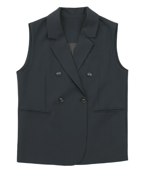 select MOCA(セレクトモカ)の「2021 AW テーラードダブルボタンジャケットベスト(ベスト・レディース・ホワイト/チャコールグレー・FREE)」の3枚目の写真