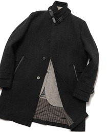 ドビーツイルスタンドカラーコート fabric made in japan