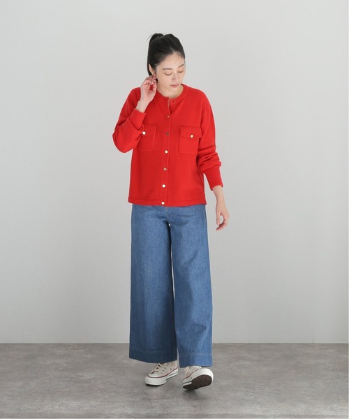 journal standard L'essage（ジャーナルスタンダードレサージュ）の「ポケットツキカーディガン◆（カーディガン/ボレロ・レディース・ブラック/レッド・FREE）」の6枚目の写真