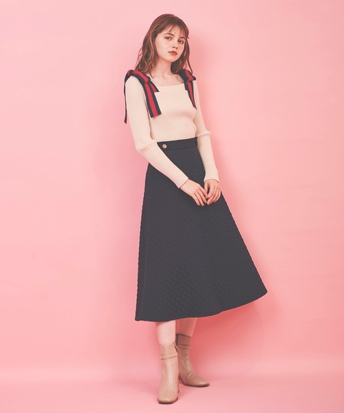 31 Sons de mode（トランテアン　ソン　ドゥ　モード）の「肩リボンニットプルオーバー（ニット/セーター・レディース・ブラック/グリーン/オフホワイト・36）」の19枚目の写真