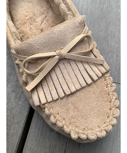 To the sea(トゥーザシー)の「スウェードフリンジモカシン(モカシン/デッキシューズ・レディース・ブラック/キャメル・SMALL/MEDIUM/LARGE)」の7枚目の写真