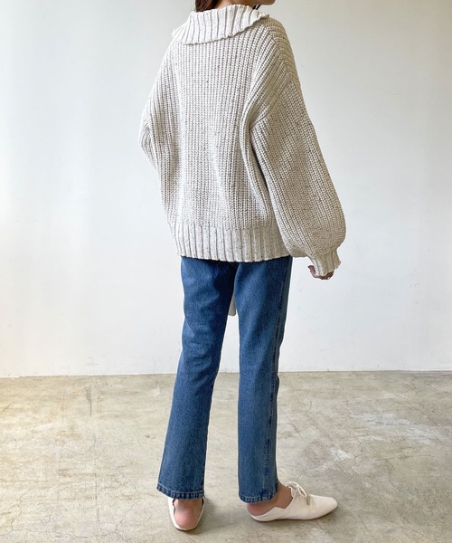 LIAN（リアン）の「ミックスカラーハーフジップニットプルオーバー（ニット/セーター・レディース・ブラック/グレー/オートミール・FREE）」の4枚目の写真