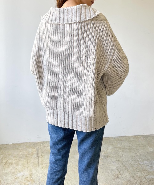 LIAN（リアン）の「ミックスカラーハーフジップニットプルオーバー（ニット/セーター・レディース・ブラック/グレー/オートミール・FREE）」の11枚目の写真