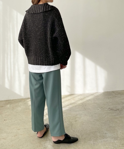 LIAN（リアン）の「ミックスカラーハーフジップニットプルオーバー（ニット/セーター・レディース・ブラック/グレー/オートミール・FREE）」の19枚目の写真