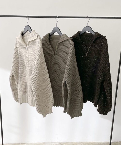 LIAN（リアン）の「ミックスカラーハーフジップニットプルオーバー（ニット/セーター・レディース・ブラック/グレー/オートミール・FREE）」の17枚目の写真