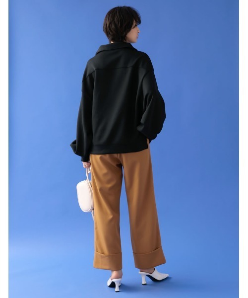 Re:EDIT(リエディ)の「ダンボールハーフジッププルオーバー(スウェット・レディース・アイボリー/ブラック/ベージュ/グレー/ブルー・FREE)」の15枚目の写真