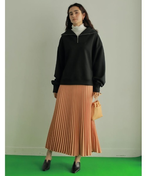 Re:EDIT(リエディ)の「ダンボールハーフジッププルオーバー(スウェット・レディース・アイボリー/ブラック/ベージュ/グレー/ブルー・FREE)」の11枚目の写真