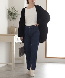 センター スリット デニムパンツ
