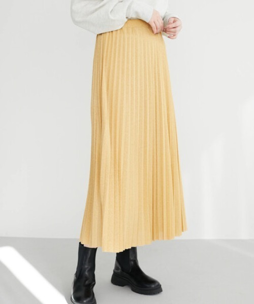 Green　Parks（グリーンパークス）の「ラメプリーツスカート＊＊（スカート・レディース・ブラック/ベージュ/イエロー・FREE）」の3枚目の写真