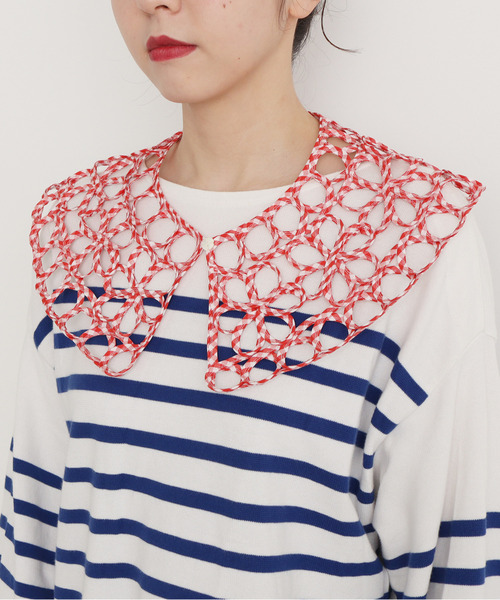 Dot＆Stripes CHILD WOMAN（ドットアンドストライプス　チャイルドウーマン）の「テープ刺繍 つけ衿（付け襟・レディース・ブラック/レッド/ホワイト/ピンク/その他・FREE）」の5枚目の写真