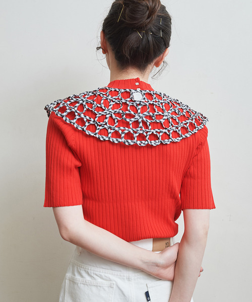 Dot＆Stripes CHILD WOMAN（ドットアンドストライプス　チャイルドウーマン）の「テープ刺繍 つけ衿（付け襟・レディース・ブラック/レッド/ホワイト/ピンク/その他・FREE）」の8枚目の写真