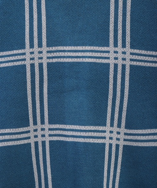 7G チェック・アーガイル柄オーバーサイズ ニットカーディガン  