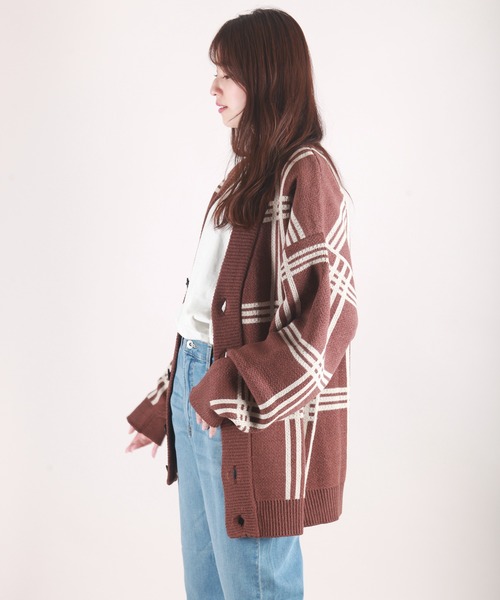 WESTSEA(ウエストシー)の「7G チェック・アーガイル柄オーバーサイズ ニットカーディガン(カーディガン/ボレロ・メンズ・ブラック/グレー/ブラック×ホワイト/グレー系その他/ベージュ系その他/ブルー系その他/ブルー/モカ/ベージュ/ダークブルー/ネイビー系/オフホワイト/ネイビー/グレー系その他2/ブルー系その他2・M/L)」の20枚目の写真