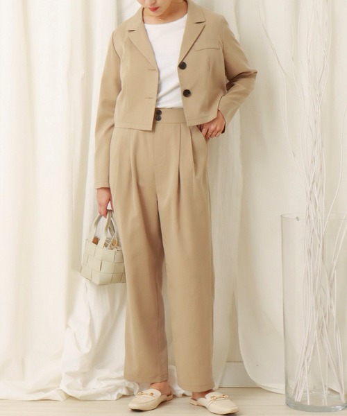 libelle more（リベル モア）の「ショート丈ジャケットセットアップ（セットアップ・レディース・ミント/ブラック/モカ/ベージュ・M/L）」の3枚目の写真