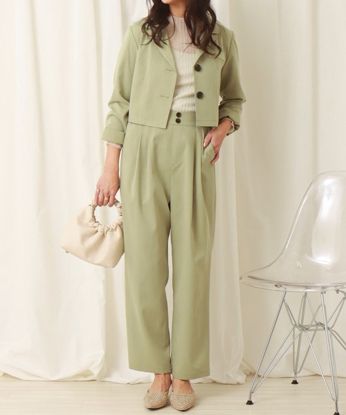 libelle more（リベル モア）の「ショート丈ジャケットセットアップ（セットアップ・レディース・ミント/ブラック/モカ/ベージュ・M/L）」の4枚目の写真