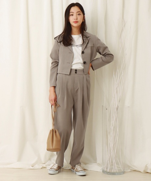 libelle more（リベル モア）の「ショート丈ジャケットセットアップ（セットアップ・レディース・ミント/ブラック/モカ/ベージュ・M/L）」の12枚目の写真