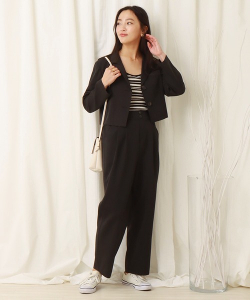 libelle more（リベル モア）の「ショート丈ジャケットセットアップ（セットアップ・レディース・ミント/ブラック/モカ/ベージュ・M/L）」の5枚目の写真