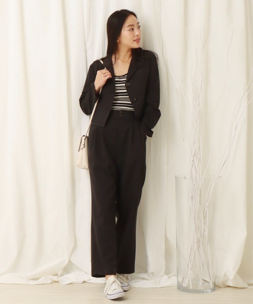 libelle more（リベル モア）の「ショート丈ジャケットセットアップ（セットアップ・レディース・ミント/ブラック/モカ/ベージュ・M/L）」の6枚目の写真