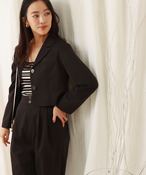 libelle more（リベル モア）の「ショート丈ジャケットセットアップ（セットアップ・レディース・ミント/ブラック/モカ/ベージュ・M/L）」の9枚目の写真