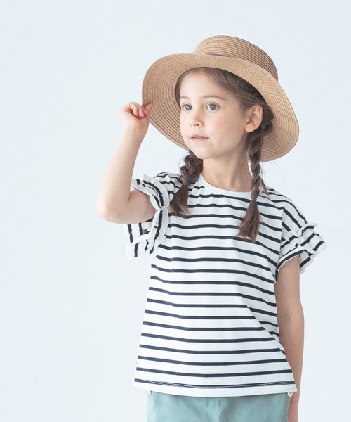 pairmanon（ペアマノン）の「選べるフリルデザイン ガールズ半袖Tシャツ（Tシャツ/カットソー・キッズ・ブラック/ブルー系その他3/モカ/ピンク/グレイッシュベージュ/ミント/グレー/ラベンダー/アイボリー/ブルー/ライトベージュ/マスタード/グリーン系その他/ブラウン系その他4/ライム/ブラウン系その他3/ブラック系その他7/ブルー系その他6/ブルー系その他5/ホワイト系その他・90/110/150/120/80/130/100/140）」の3枚目の写真