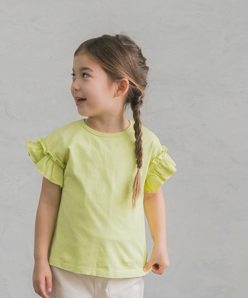 pairmanon（ペアマノン）の「選べるフリルデザイン ガールズ半袖Tシャツ（Tシャツ/カットソー・キッズ・ブラック/ブルー系その他3/モカ/ピンク/グレイッシュベージュ/ミント/グレー/ラベンダー/アイボリー/ブルー/ライトベージュ/マスタード/グリーン系その他/ブラウン系その他4/ライム/ブラウン系その他3/ブラック系その他7/ブルー系その他6/ブルー系その他5/ホワイト系その他・90/110/150/120/80/130/100/140）」の11枚目の写真