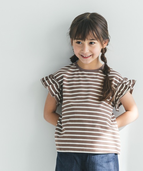 pairmanon（ペアマノン）の「選べるフリルデザイン ガールズ半袖Tシャツ（Tシャツ/カットソー・キッズ・ブラック/ブルー系その他3/モカ/ピンク/グレイッシュベージュ/ミント/グレー/ラベンダー/アイボリー/ブルー/ライトベージュ/マスタード/グリーン系その他/ブラウン系その他4/ライム/ブラウン系その他3/ブラック系その他7/ブルー系その他6/ブルー系その他5/ホワイト系その他・90/110/150/120/80/130/100/140）」の7枚目の写真