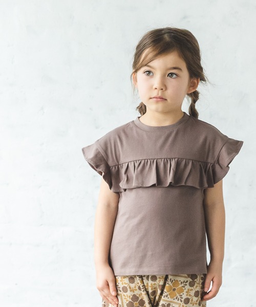 pairmanon（ペアマノン）の「選べるフリルデザイン ガールズ半袖Tシャツ（Tシャツ/カットソー・キッズ・ブラック/ブルー系その他3/モカ/ピンク/グレイッシュベージュ/ミント/グレー/ラベンダー/アイボリー/ブルー/ライトベージュ/マスタード/グリーン系その他/ブラウン系その他4/ライム/ブラウン系その他3/ブラック系その他7/ブルー系その他6/ブルー系その他5/ホワイト系その他・90/110/150/120/80/130/100/140）」の8枚目の写真