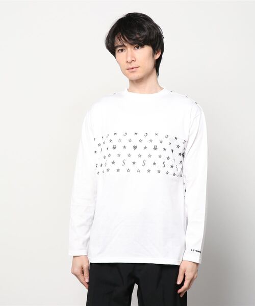 STUD MUFFIN(スタッドマフィン)の「STUD MUFFIN/スタッドマフィン/メッシュスターグラム ロングスリーブTシャツ(Tシャツ/カットソー・メンズ・ブラック/ホワイト・3/2/4)」の2枚目の写真