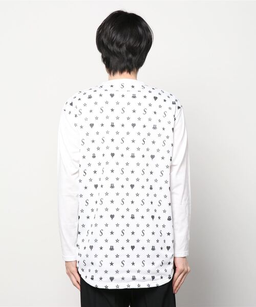 STUD MUFFIN(スタッドマフィン)の「STUD MUFFIN/スタッドマフィン/メッシュスターグラム ロングスリーブTシャツ(Tシャツ/カットソー・メンズ・ブラック/ホワイト・3/2/4)」の4枚目の写真