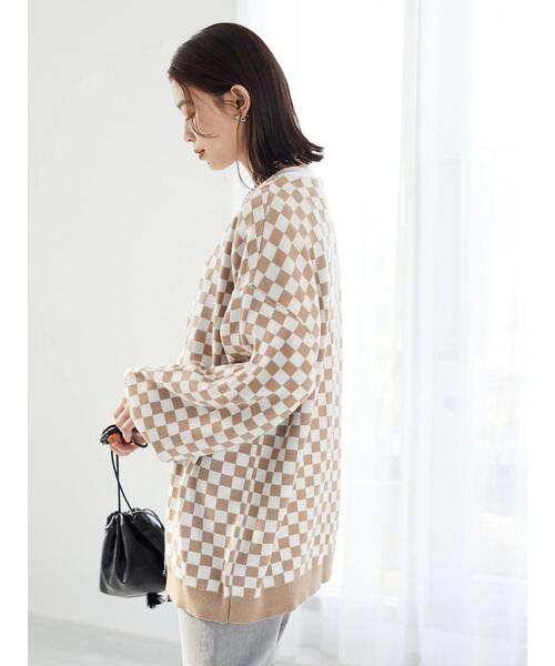 Green Parks(グリーンパークス)の「・SUGAR SPOON チェッカーガラニットカーデ(カーディガン/ボレロ・レディース・ベージュ/オフホワイト/イエロー・FREE)」の17枚目の写真