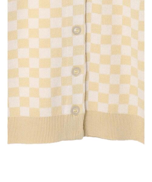 Green Parks(グリーンパークス)の「・SUGAR SPOON チェッカーガラニットカーデ(カーディガン/ボレロ・レディース・ベージュ/オフホワイト/イエロー・FREE)」の11枚目の写真