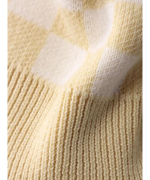 Green Parks(グリーンパークス)の「・SUGAR SPOON チェッカーガラニットカーデ(カーディガン/ボレロ・レディース・ベージュ/オフホワイト/イエロー・FREE)」の8枚目の写真