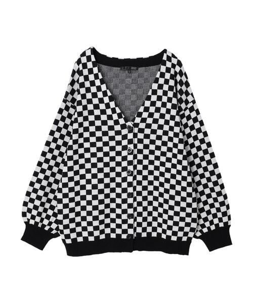 Green Parks(グリーンパークス)の「・SUGAR SPOON チェッカーガラニットカーデ(カーディガン/ボレロ・レディース・ベージュ/オフホワイト/イエロー・FREE)」の7枚目の写真