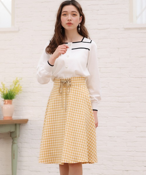 ASTORIA ODIER(アストリアオディール)の「ギンガムスピンドルフレアスカート(スカート・レディース・ネイビー/イエロー・SMALL/MEDIUM/X-SMALL)」の5枚目の写真