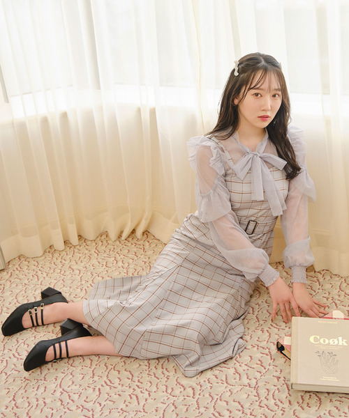 TITTY&CO.（ティティーアンドコー）の「【TITTY&CO.】プリーツマーメイドミディジャンスカ（ワンピース・レディース・ブルー/ブラック・MEDIUM/X-SMALL）」の6枚目の写真