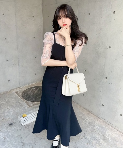 TITTY&CO.（ティティーアンドコー）の「【TITTY&CO.】プリーツマーメイドミディジャンスカ（ワンピース・レディース・ブルー/ブラック・MEDIUM/X-SMALL）」の15枚目の写真