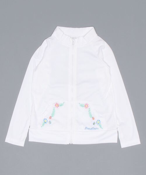 BENETTON (UNITED COLORS OF BENETTON)(ベネトンユナイテッドカラーズオブベネトン)の「【BENETTON:ベネトン】キッズ長袖UVウェア(その他アウター・キッズ・ホワイト/サックスブルー・100/110/120/130)」の2枚目の写真