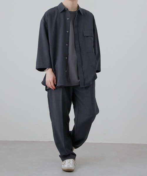 COLONY 2139（コロニートゥーワンスリーナイン）の「テックリネンフロントタックワイドトラウザーパンツ（スラックス・メンズ・グレー/ネイビー・MEDIUM/LARGE）」の18枚目の写真