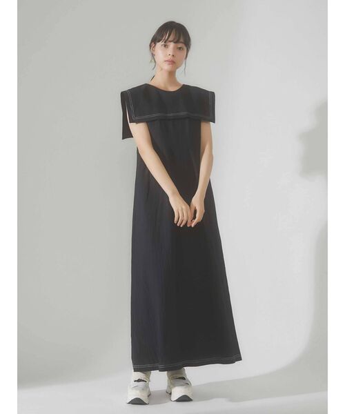 merry jenny（メリージェニー）の「配色ステッチセーラーワンピース（ワンピース・レディース・アイボリー/ブラック/グリーン・FREE）」の2枚目の写真