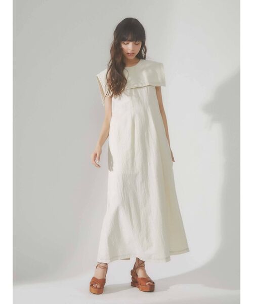 merry jenny（メリージェニー）の「配色ステッチセーラーワンピース（ワンピース・レディース・アイボリー/ブラック/グリーン・FREE）」の4枚目の写真