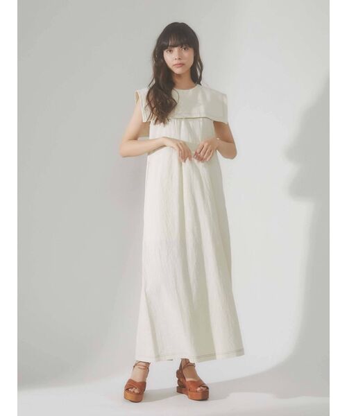 merry jenny（メリージェニー）の「配色ステッチセーラーワンピース（ワンピース・レディース・アイボリー/ブラック/グリーン・FREE）」の5枚目の写真