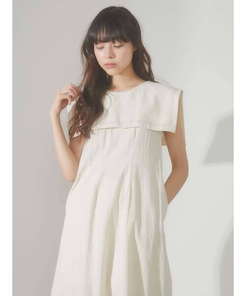 merry jenny（メリージェニー）の「配色ステッチセーラーワンピース（ワンピース・レディース・アイボリー/ブラック/グリーン・FREE）」の10枚目の写真