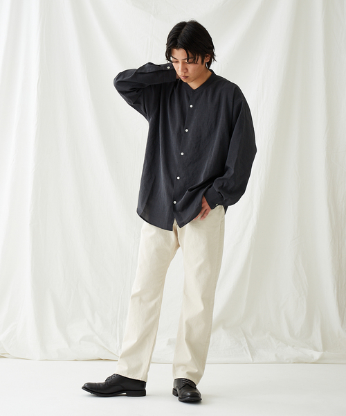JOURNAL STANDARD(ジャーナルスタンダード)の「【EVALET LIGHT/エバレット ライト】ウォッシャブル バンドカラーシャツ(シャツ/ブラウス・メンズ・ベージュ/グリーン/クリアブラック/グリーン系その他・SMALL/MEDIUM/LARGE)」の6枚目の写真