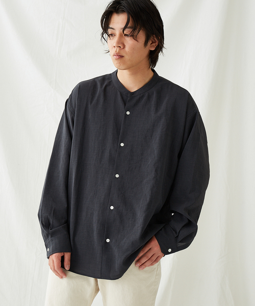 JOURNAL STANDARD(ジャーナルスタンダード)の「【EVALET LIGHT/エバレット ライト】ウォッシャブル バンドカラーシャツ(シャツ/ブラウス・メンズ・ベージュ/グリーン/クリアブラック/グリーン系その他・SMALL/MEDIUM/LARGE)」の8枚目の写真