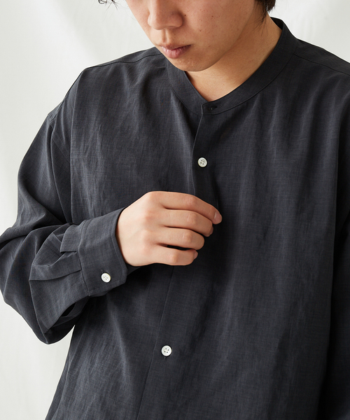 JOURNAL STANDARD(ジャーナルスタンダード)の「【EVALET LIGHT/エバレット ライト】ウォッシャブル バンドカラーシャツ(シャツ/ブラウス・メンズ・ベージュ/グリーン/クリアブラック/グリーン系その他・SMALL/MEDIUM/LARGE)」の9枚目の写真