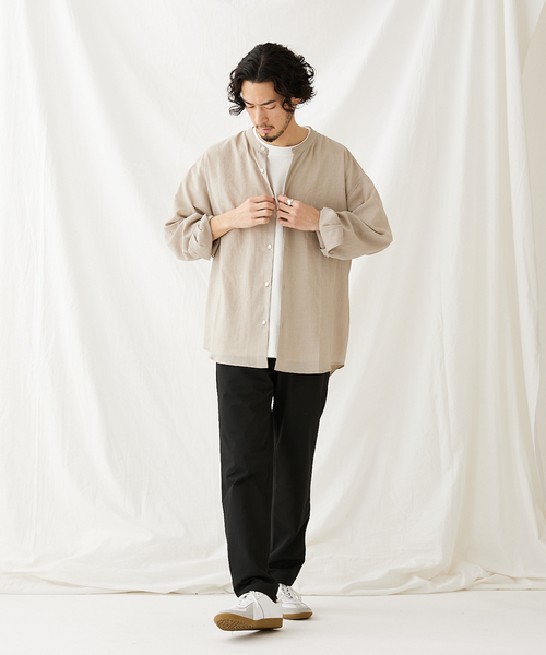 JOURNAL STANDARD(ジャーナルスタンダード)の「【EVALET LIGHT/エバレット ライト】ウォッシャブル バンドカラーシャツ(シャツ/ブラウス・メンズ・ベージュ/グリーン/クリアブラック/グリーン系その他・SMALL/MEDIUM/LARGE)」の12枚目の写真
