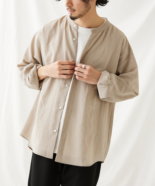 JOURNAL STANDARD(ジャーナルスタンダード)の「【EVALET LIGHT/エバレット ライト】ウォッシャブル バンドカラーシャツ(シャツ/ブラウス・メンズ・ベージュ/グリーン/クリアブラック/グリーン系その他・SMALL/MEDIUM/LARGE)」の16枚目の写真