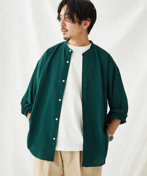 JOURNAL STANDARD(ジャーナルスタンダード)の「【EVALET LIGHT/エバレット ライト】ウォッシャブル バンドカラーシャツ(シャツ/ブラウス・メンズ・ベージュ/グリーン/クリアブラック/グリーン系その他・SMALL/MEDIUM/LARGE)」の22枚目の写真