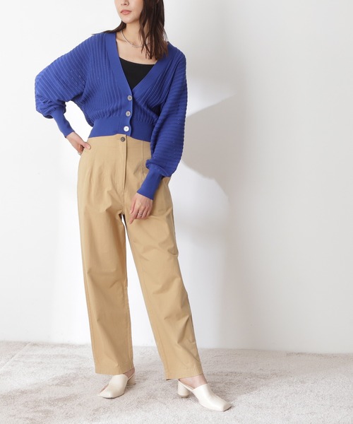 N.（N. Natural Beauty Basic）（エヌエヌナチュラルビューティーベーシック）の「◆ハイウエストカラーストレートパンツ（その他パンツ・レディース・ベージュ/グリーン/ピンク・MEDIUM）」の2枚目の写真